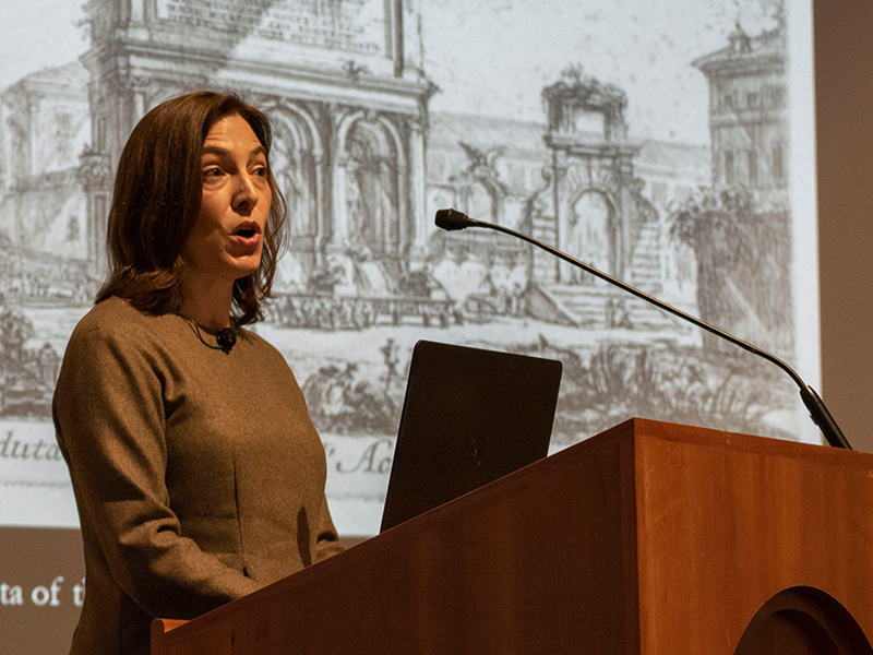 Heather Hyde Minor speaks at a public lecture at the School of Architecture