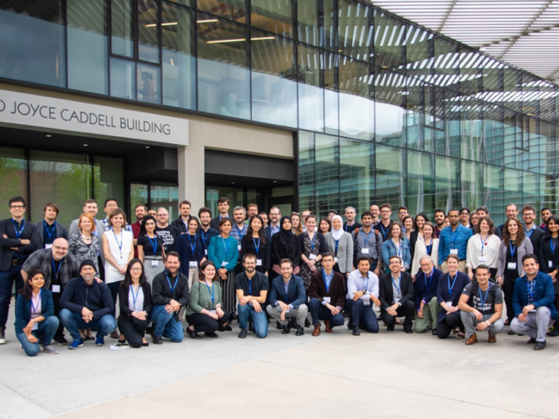 Group photo in front of the John and Joyce Caddell Building featuring all participants in the 2019 SimAUD Conference.