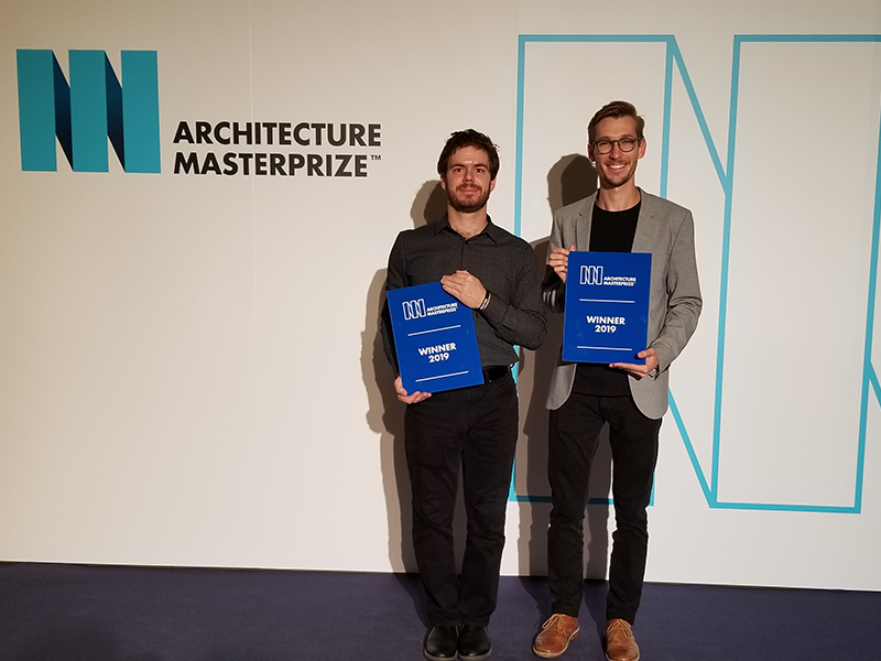 Master of Architecture students Michael Koliner and Clay Kiningham in Barcelona at the Architecture MasterPrize Award Ceremony.