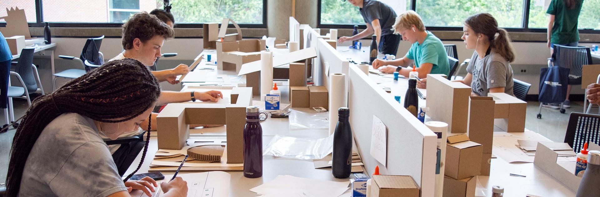 Students working in Architecture West studio