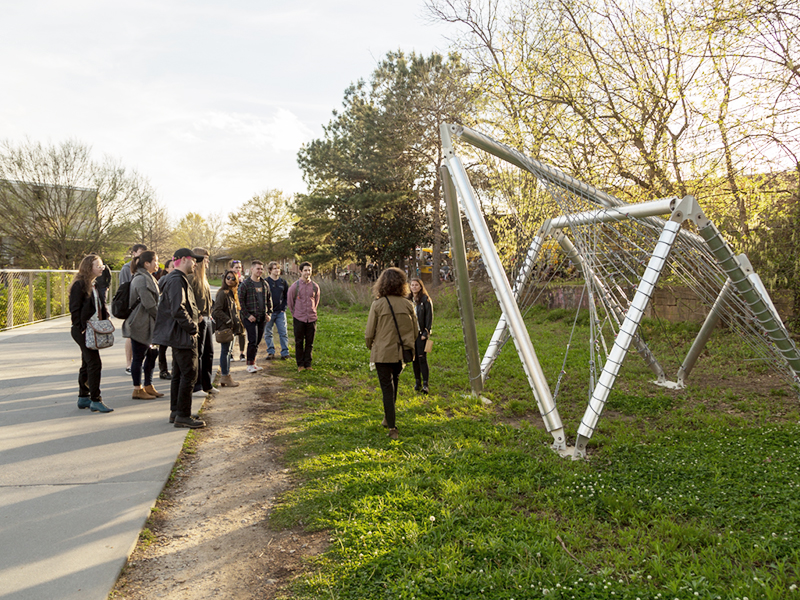 Students present the Veil installation along the Atlanta BeltLine