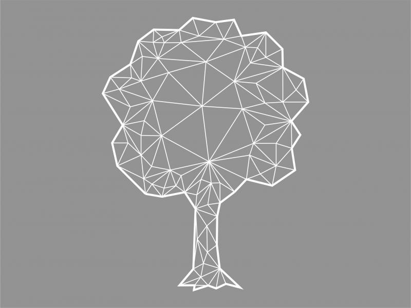 A greyscale diagram of a tree.