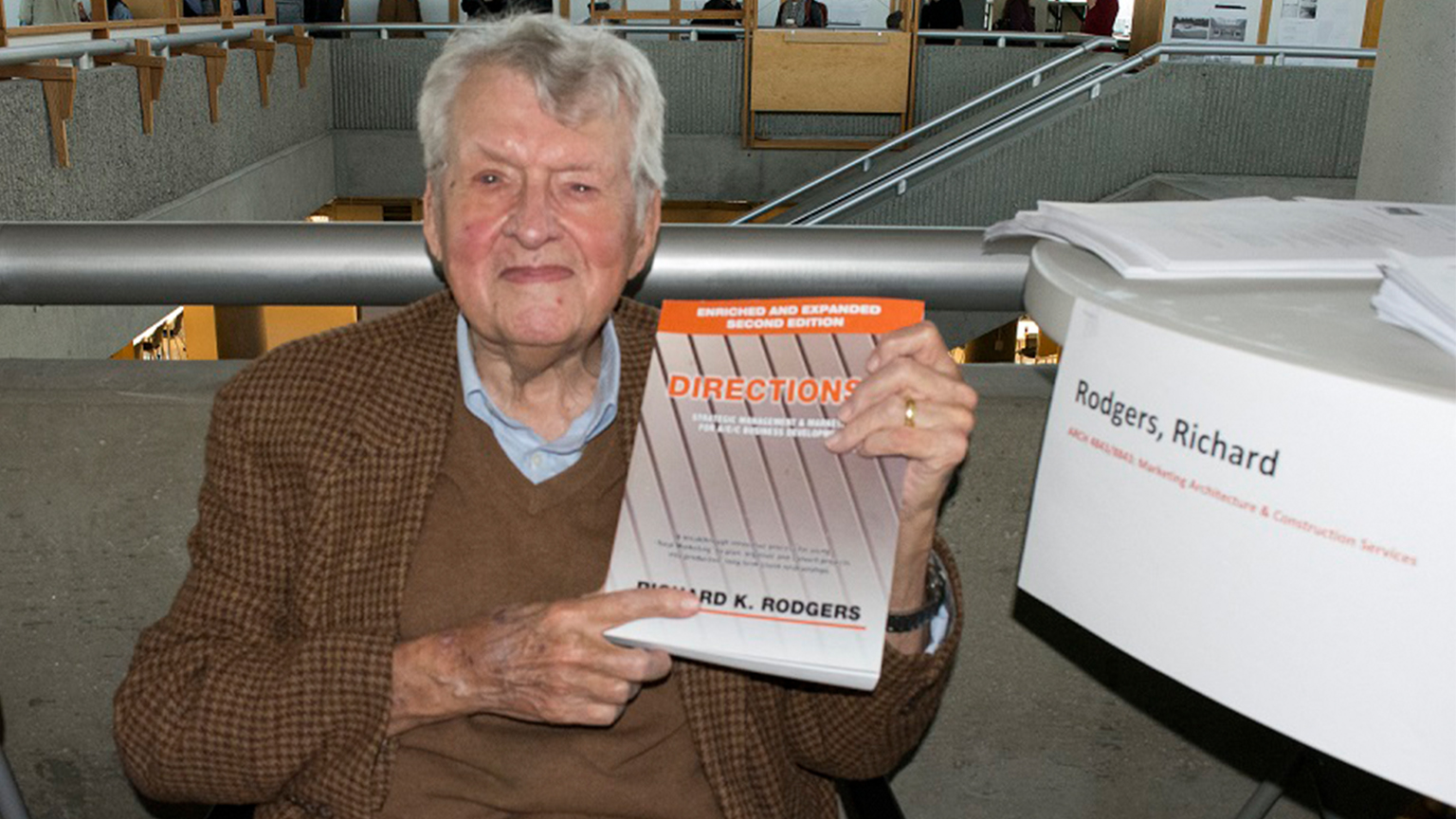 Richard Rogers with his book Directions