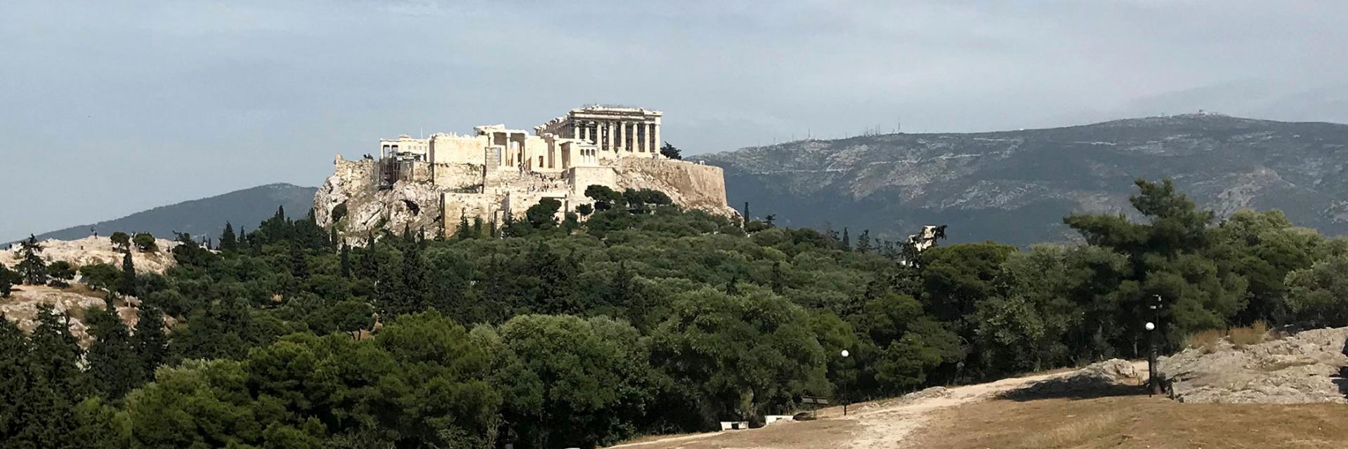 Acropolis on top of the hill seen from the agora