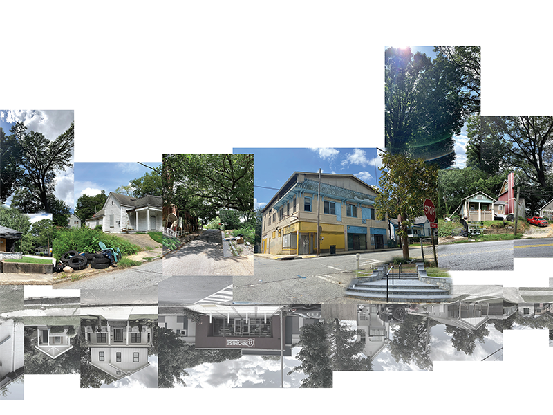 A collage of photos of houses from English Avenue.