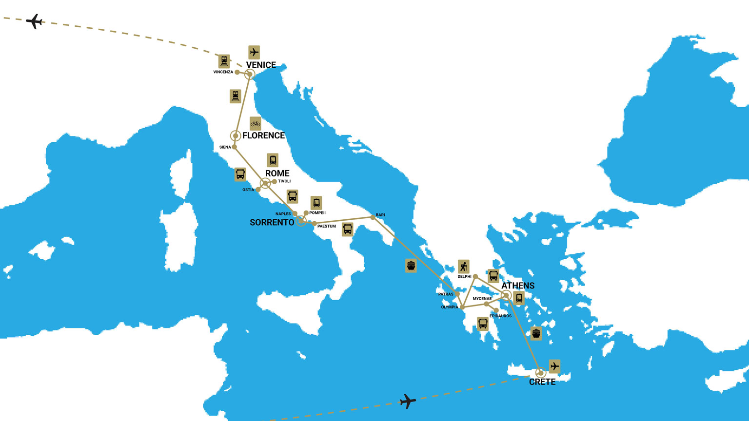 Program map in Greece and Italy
