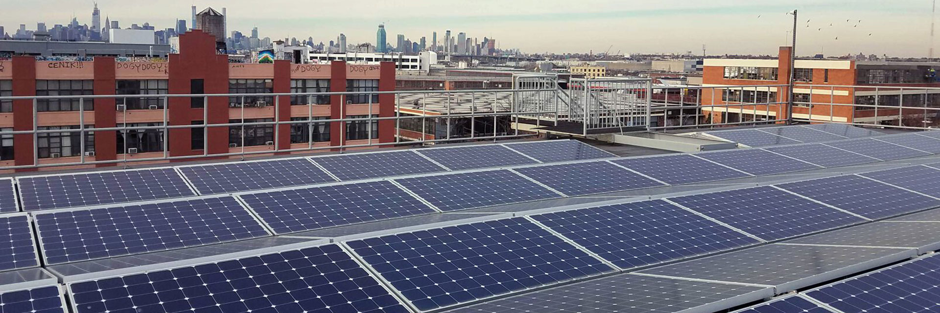 Roofto p - solar installed in Bushwick, Brooklyn.
