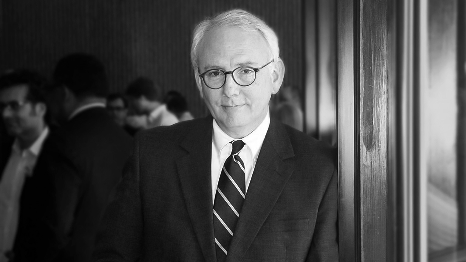 A black and white photo of Douglas Allen