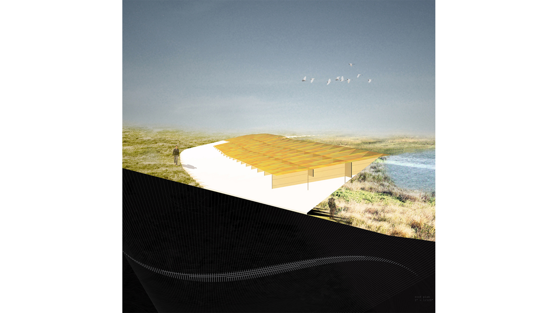 A section-perspective rendering of the proposed public installation (2012)
