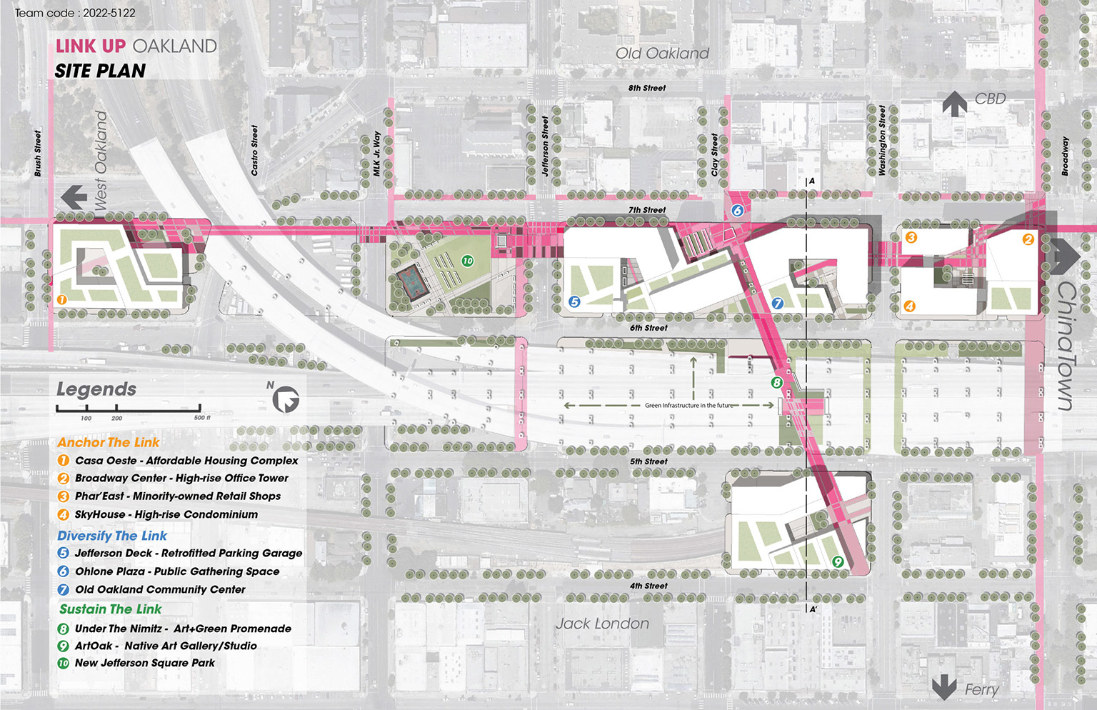 Site plan for Linkup Oakland development concept